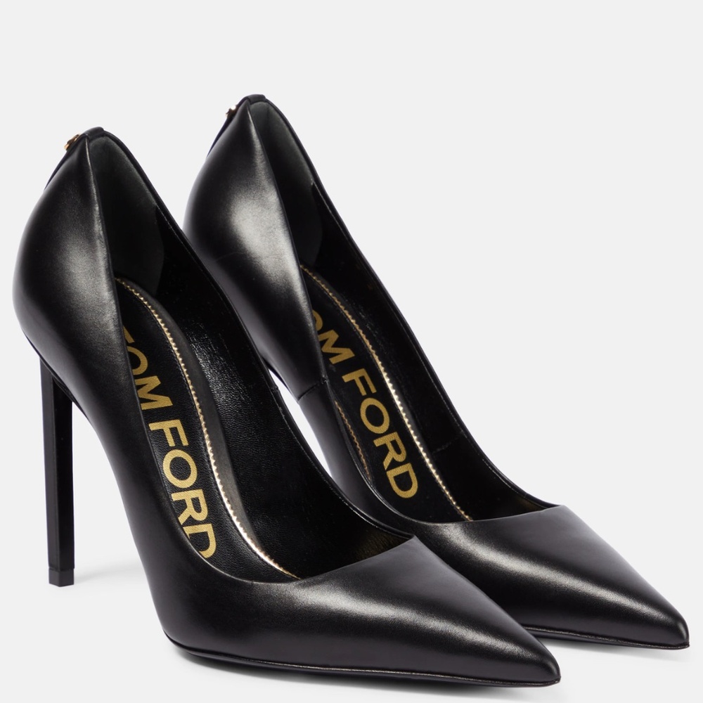 Tom Ford Black Leather Pointed-Toe Stiletto Pumps